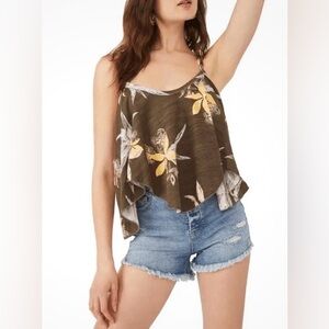 Free People Hey Girl Cotton Tank Top Olive Green Size Medium NWT
